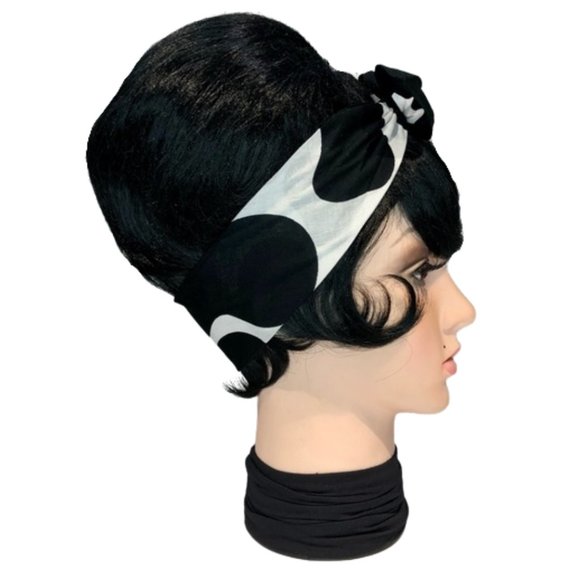 Cow Print Black and White Bandana Tie Headband - Picture 5 of 13